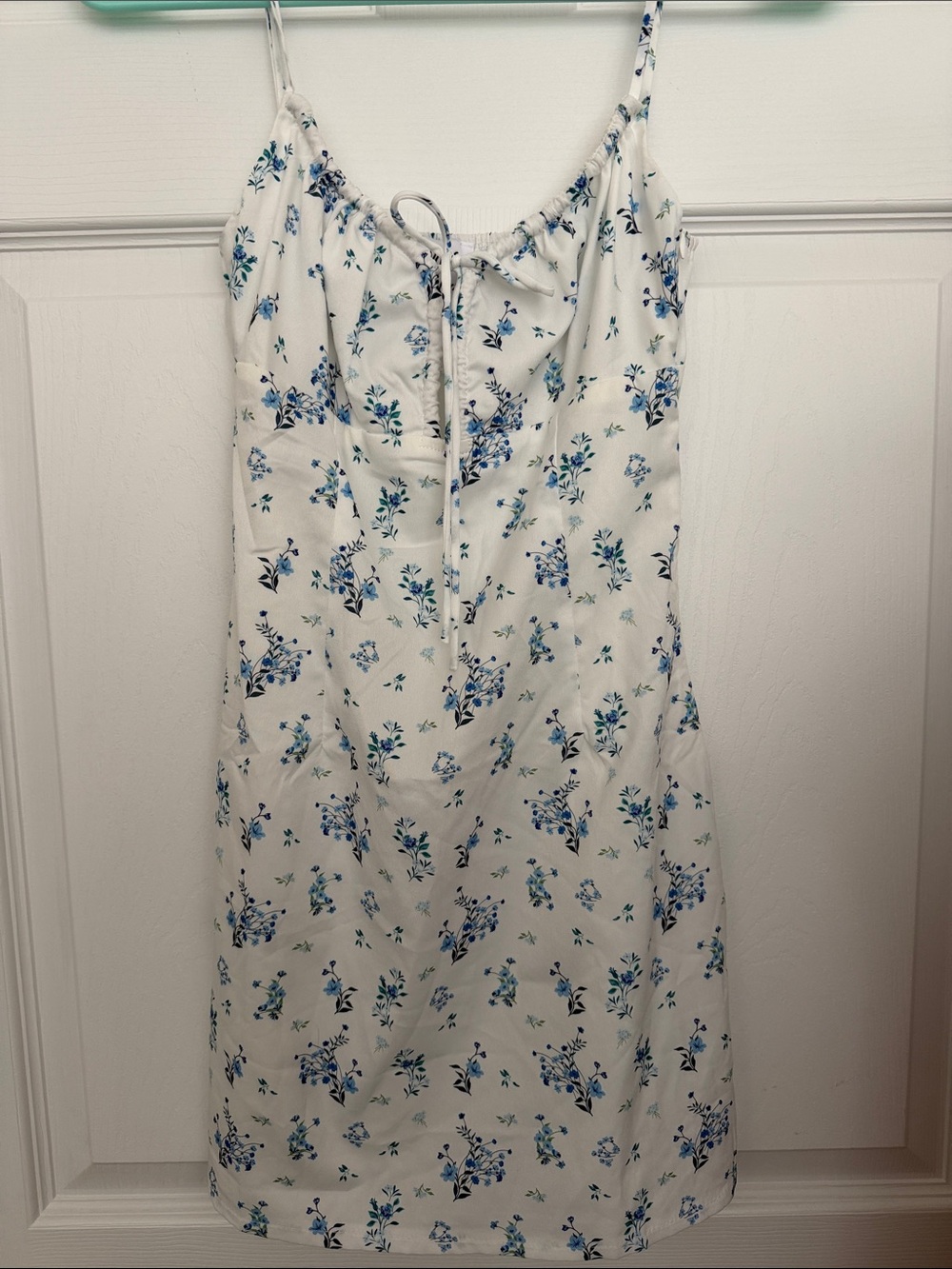 Princess Polly White Mini Dress with Blue Floral Print